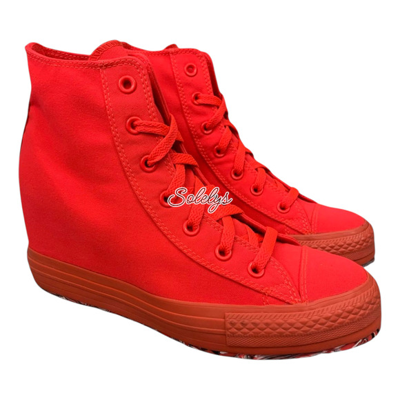 Converse 2013 CTAS Platform Plus Hidden Wedge Bold Pink Red Canvas Sneaker 10 - Picture 1 of 10
